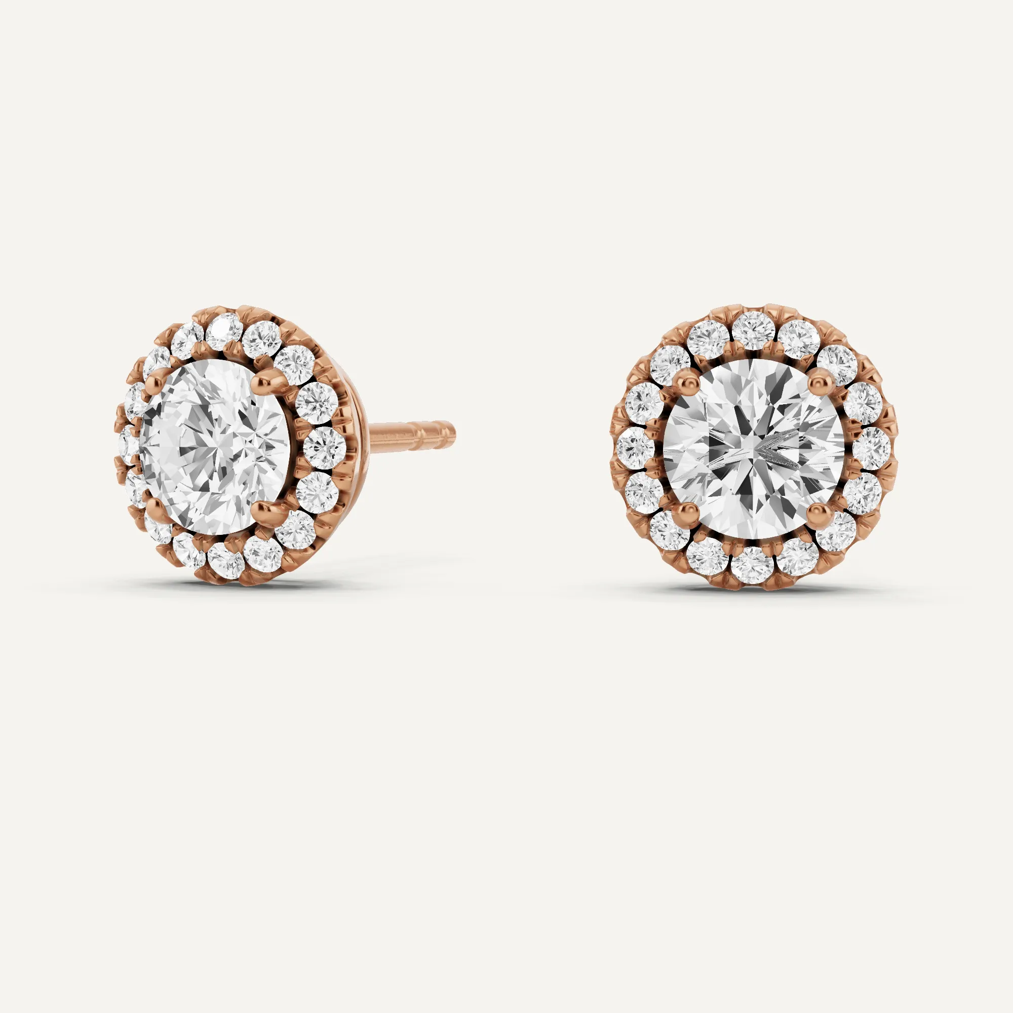 1 1/5 ctw Round Diamond Halo Stud Earrings