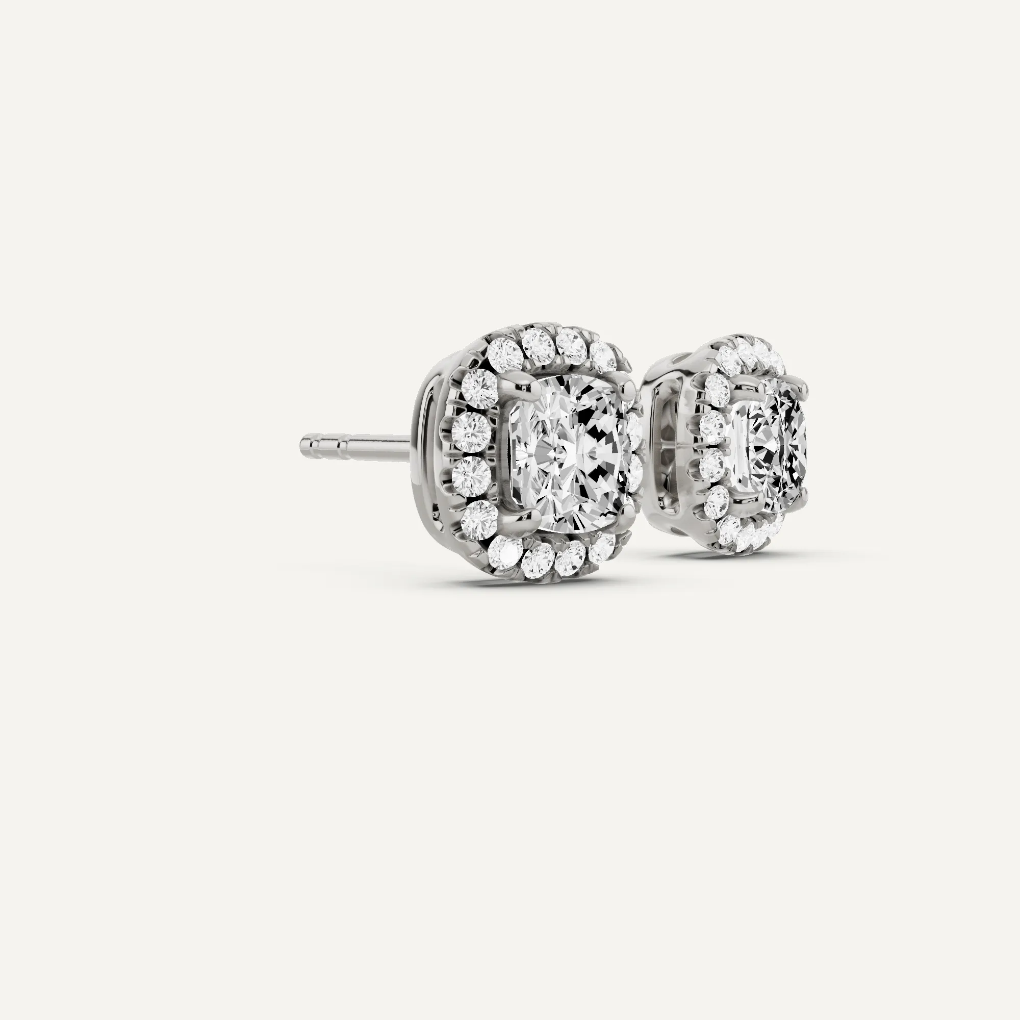 1 3/4 ctw Cushion Diamond Halo Stud Earrings