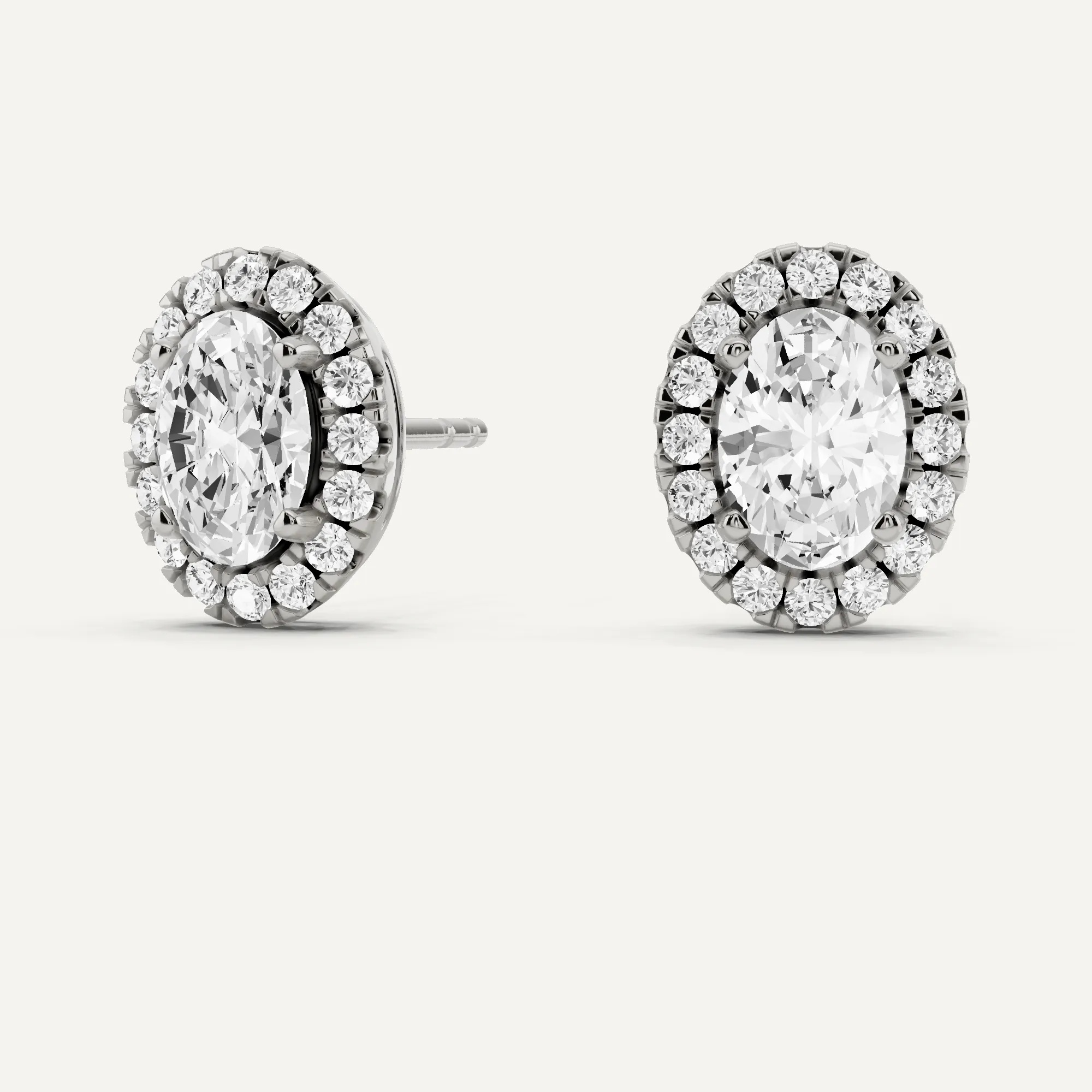 1 3/4 ctw Oval Diamond Halo Stud Earrings
