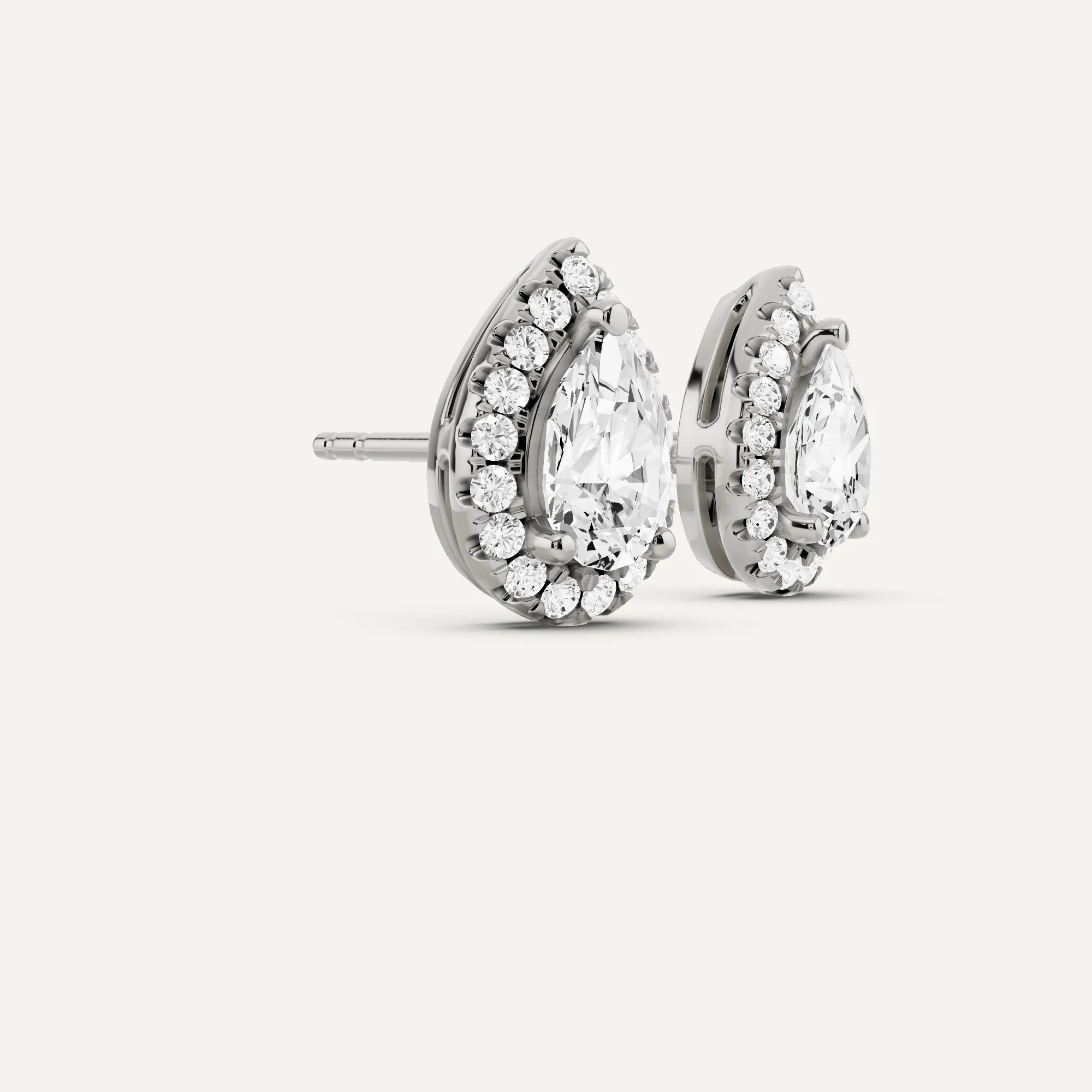 1 3/4 ctw Pear Diamond Halo Stud Earrings