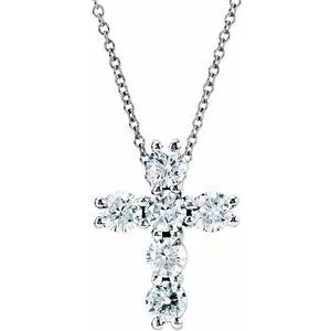 14K Rose 1/4 CTW Natural Diamond Cross 18" Necklace