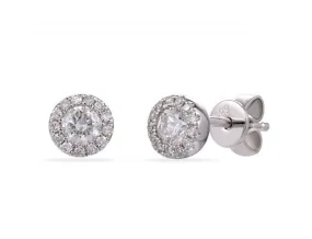 14KW Diamond Halo Studs