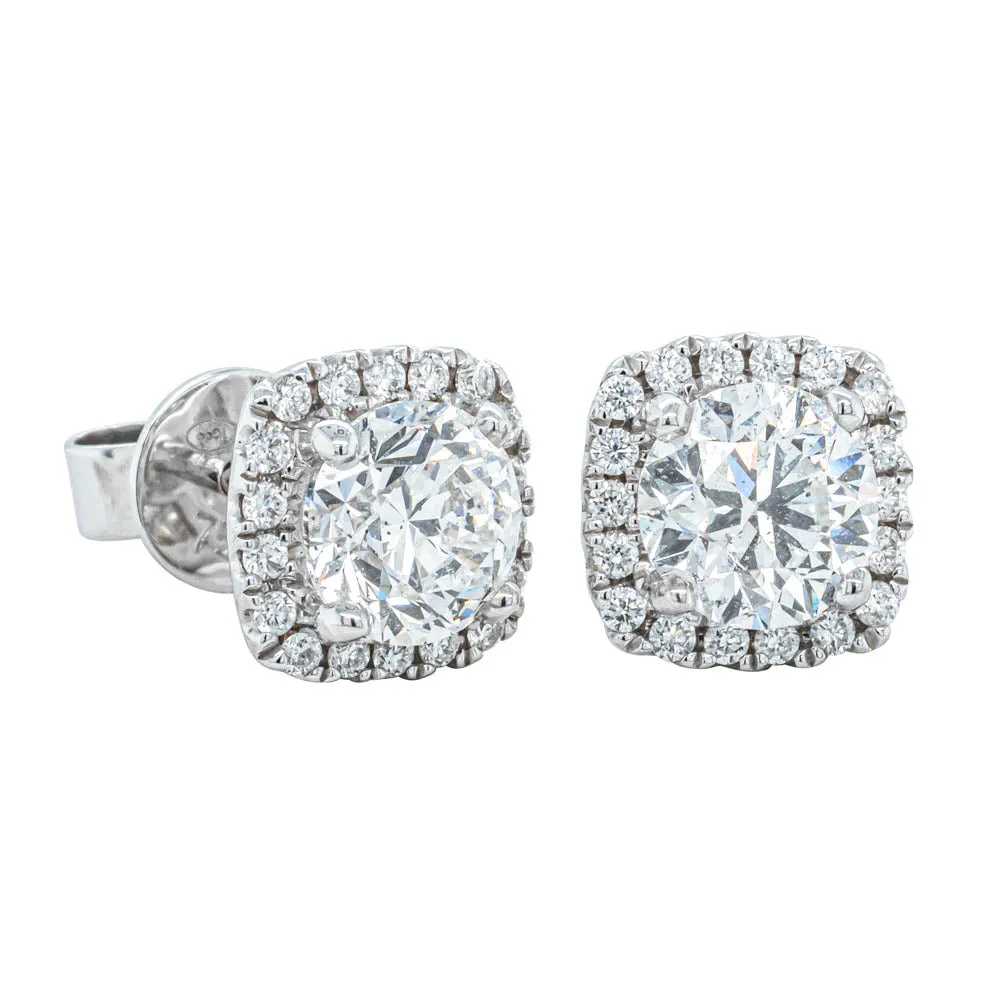 18ct White Gold 2.01ct Diamond Peony Earrings
