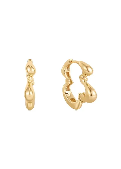 ANIA HAIE TAKING SHAPE GOLD TWISTED WAVE HOOP EARRINGS GOLD E050-03G
