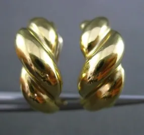 ESTATE 14KT YELLOW GOLD 3D MULTI WAVE & ROW ROPE SEMI HOOP CLIP ON EARRINGS