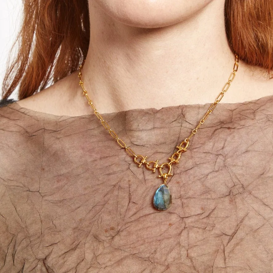 Gold Cheval Labradorite Necklace