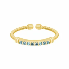 Gold Finish Sterling Silver Aquamarine Birth Gems March Ring - LL7004R3-G
