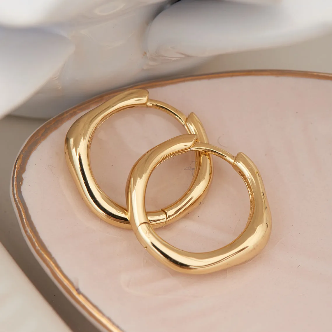 Gold Wave Hoop Earrings
