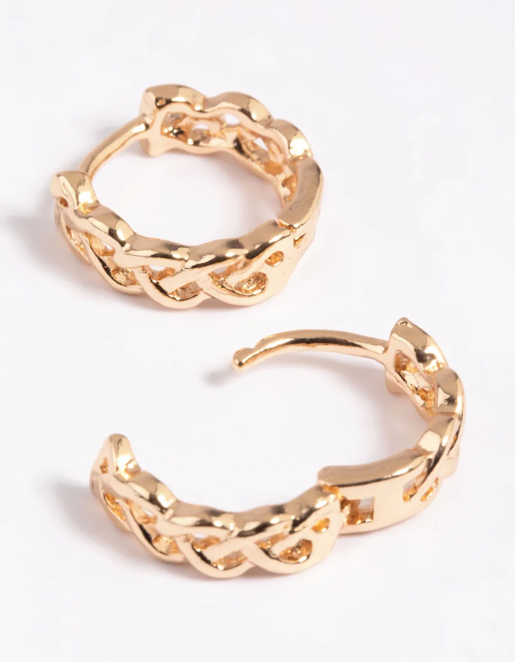 Gold Wave Huggie Hoop Earrings