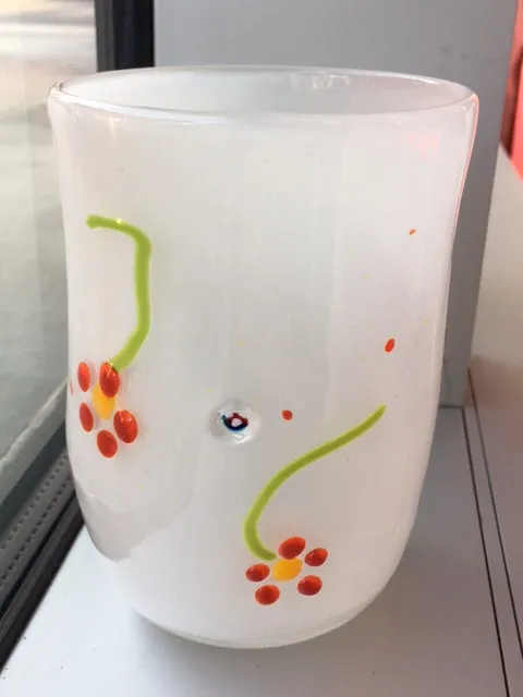 Handblown Glass Cup - Flowers