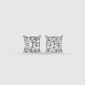 Hidden Halo Solitaire Lab Grown Diamond Studs-Princess