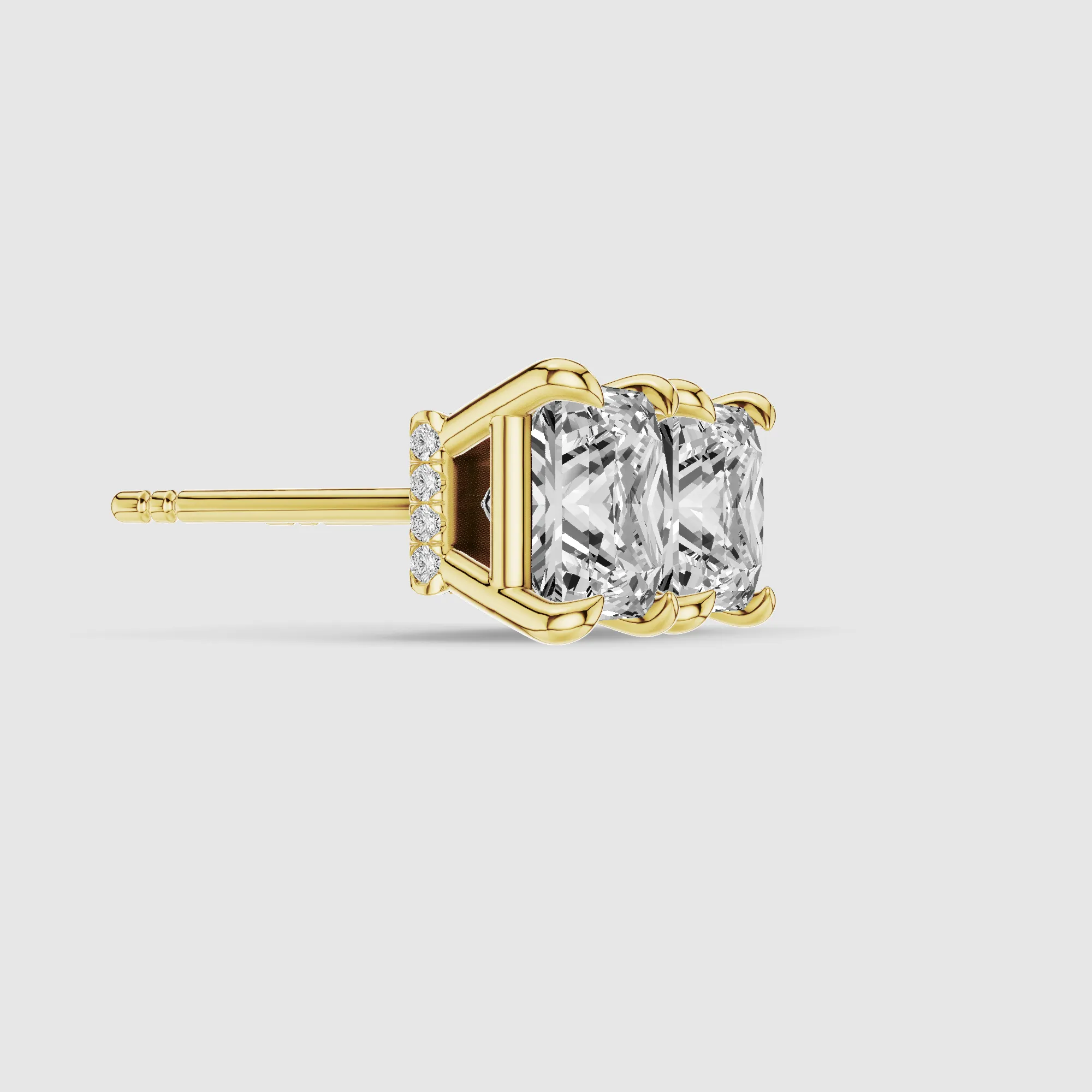 Hidden Halo Solitaire Lab Grown Diamond Studs-Princess
