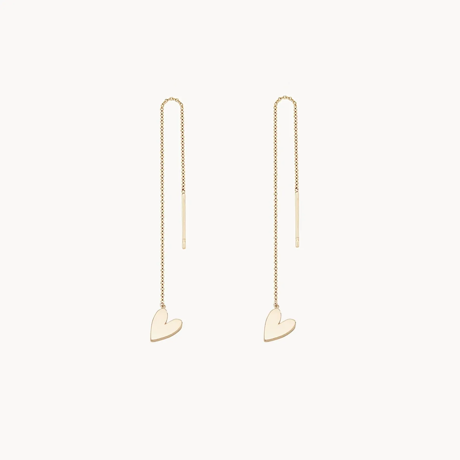 lovely heart threader earring - 14k yellow gold