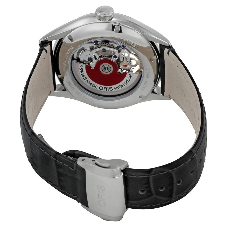 Oris Artelier Silver Skeleton Dial Automatic Men's Leather Watch 01 734 7721 4051-07 5 21 61FC