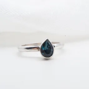 Pear london blue topaz ring Size L1/2