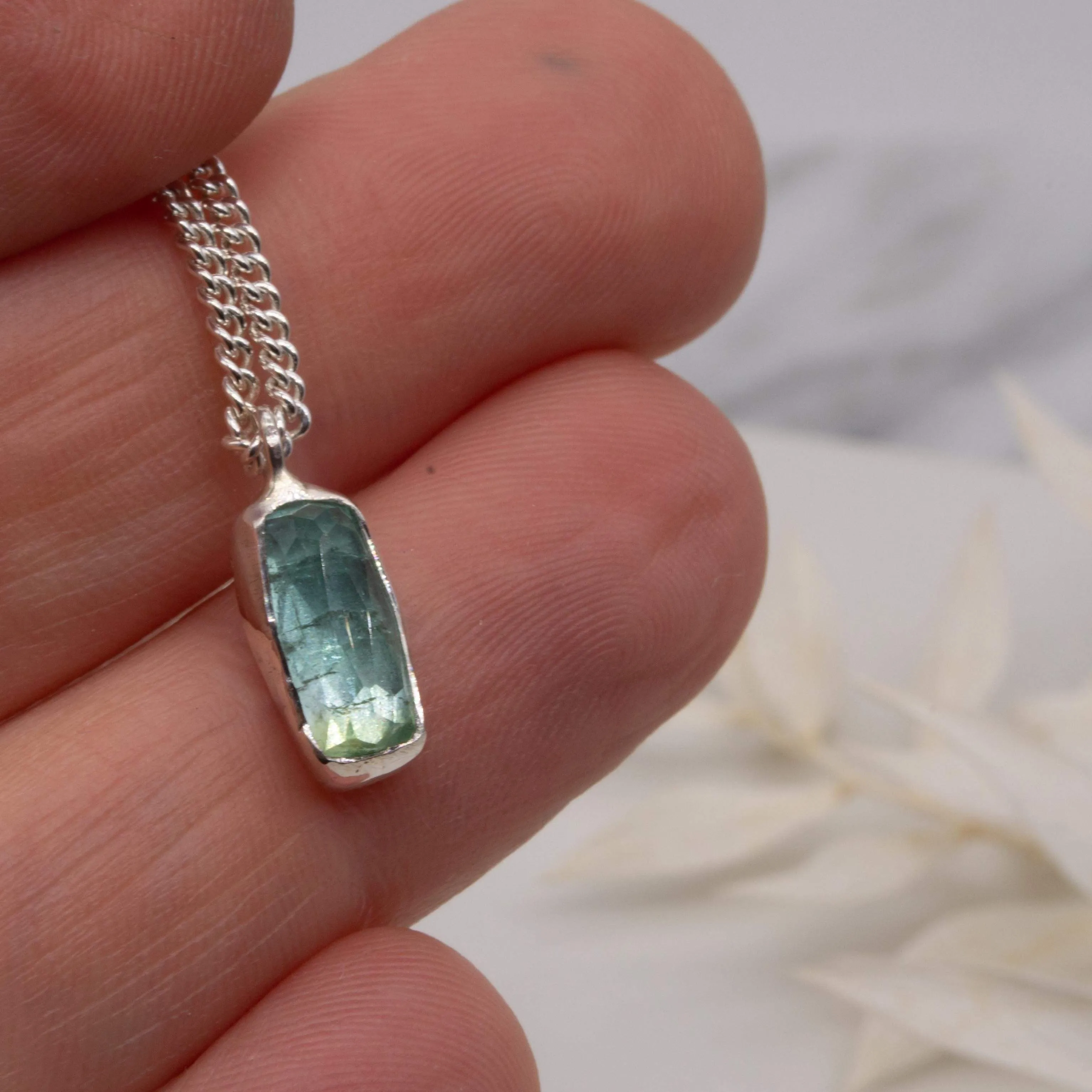 Sea blue/ green tourmaline pendant