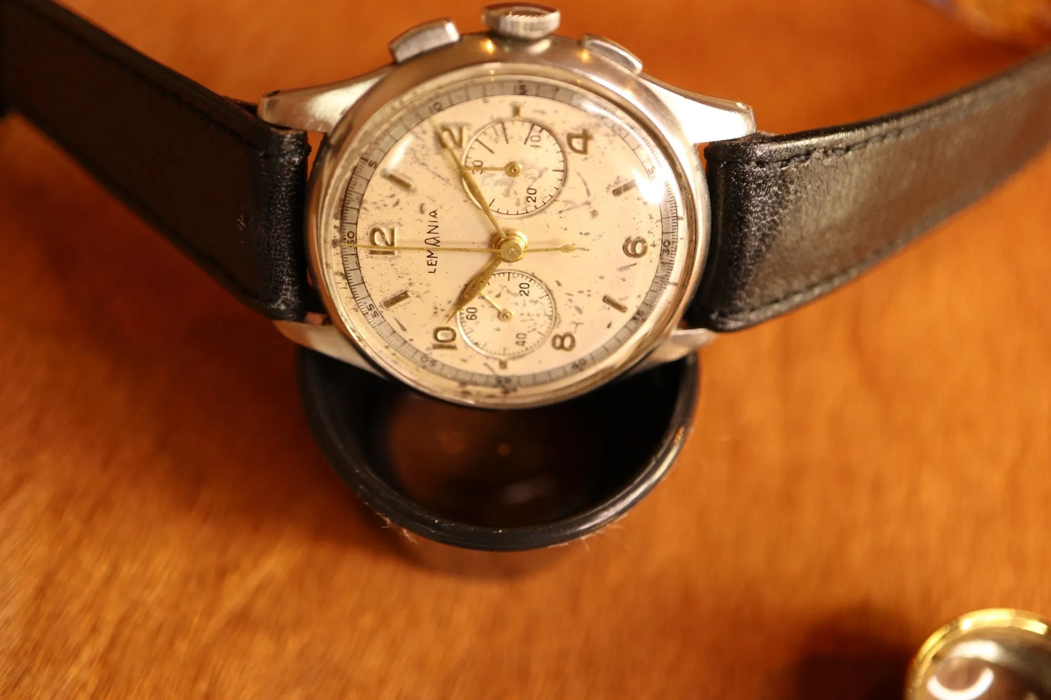 Serviced 1950s Vintage Officers Chronograph Lemania 1270 (320 / 321) Watch 35mm