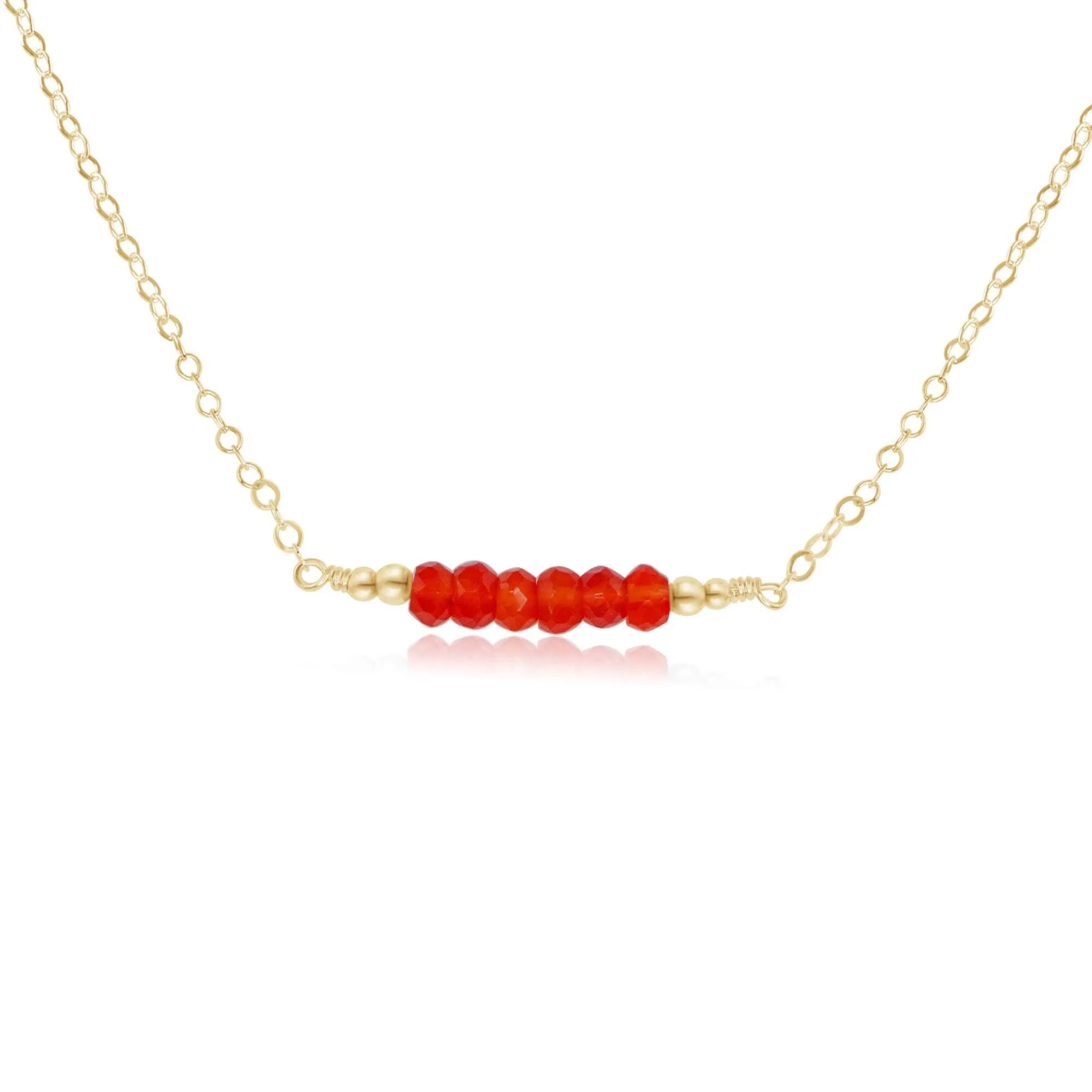 Sparkling Orange Carnelian Faceted Bead Bar Necklace