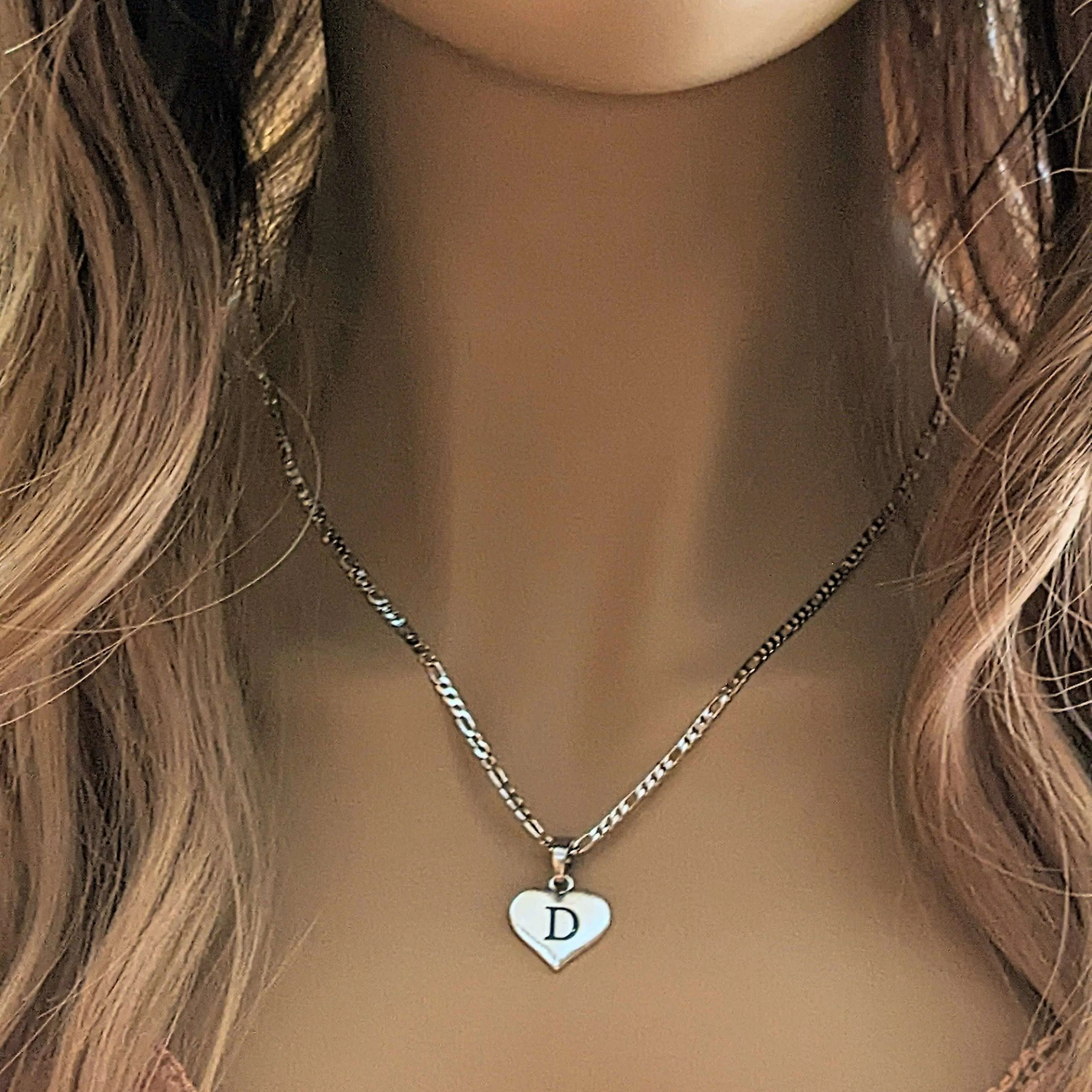 Two-Tone Paperclip & Initial Necklace Set